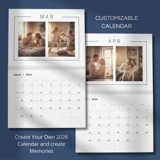 Elegant Minimalist Family Photo Calendar 2026 Kalender