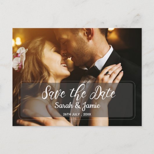 Elegant minimalist Faux Vellum 2 foto Weddenschap Aankondigingskaart (Voorkant)