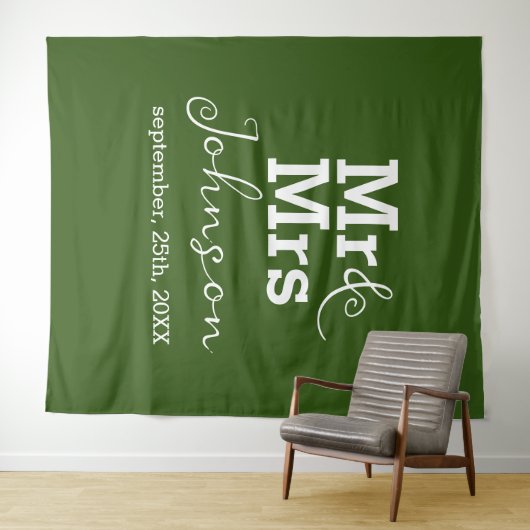 Elegant minimalist Fern Green Wedding Backdrop Wandkleed (In Situ (horizontaal))