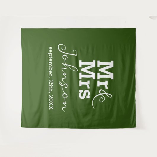 Elegant minimalist Fern Green Wedding Backdrop Wandkleed (Voorkant (horizontaal))