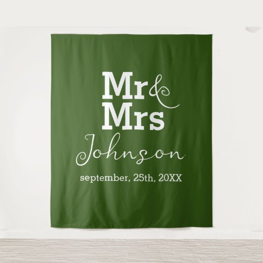 Elegant minimalist Fern Green Wedding Backdrop Wandkleed (Voorkant)