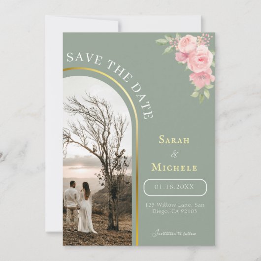 Elegant & Minimalist Flat Save The Date Card (Voorkant)