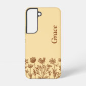 Elegant Minimalist Floral Design with Monogram Samsung Galaxy Hoesje (Achterkant)