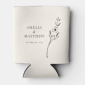 Elegant minimalist Floral Drawing Custom Wedding Blikjeskoeler (Voorkant)
