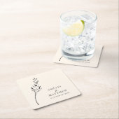 Elegant minimalist Floral Drawing Custom Wedding Kartonnen Onderzetters (Insitu)