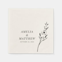 Elegant minimalist Floral Drawing Custom Wedding