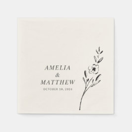 Elegant minimalist Floral Drawing Custom Wedding Servet