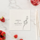 Elegant minimalist Floral Drawing Custom Wedding Servet (Insitu)