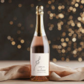 Elegant minimalist Floral Drawing Custom Wedding Wijn Etiket