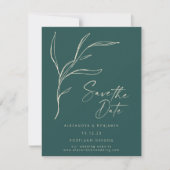Elegant minimalist Floral Green - op maat gemaakt Save The Date (Voorkant)