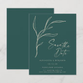 Elegant minimalist Floral Green - op maat gemaakt Save The Date (Voorkant / Achterkant)