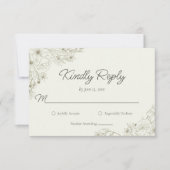 Elegant Minimalist Floral Kindly Reply Wedding RSVP Kaartje (Voorkant)