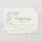 Elegant Minimalist Floral Kindly Reply Wedding RSVP Kaartje (Voorkant)