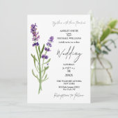 Elegant minimalist Floral Lavender Wedding Kaart (Staand voorkant)