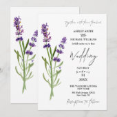 Elegant minimalist Floral Lavender Wedding Kaart (Voorkant / Achterkant)