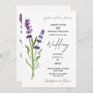 Elegant minimalist Floral Lavender Wedding Kaart