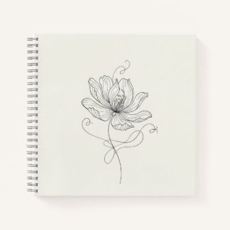 Elegant Minimalist Floral Line Art - Spiral Notebo Notitieboek