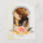 Elegant minimalist Floral Photo Weddenschap Hartel Briefkaart (Voorkant)