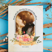 Elegant minimalist Floral Photo Weddenschap Hartel Briefkaart