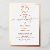 Elegant minimalist Floral Photo Wedding Folie Uitnodiging (Voorkant)