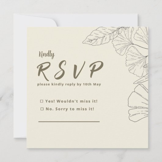 Elegant Minimalist Floral RSVP Card (Voorkant)
