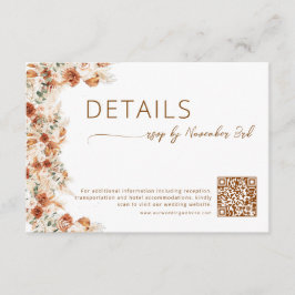 Elegant Minimalist Floral Wedding Details QR Code Informatiekaartje