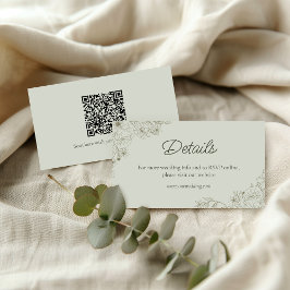 Elegant Minimalist Floral Wedding QR Code Details Informatiekaartje