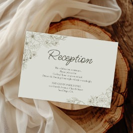 Elegant Minimalist Floral Wedding Reception Detail Informatiekaartje
