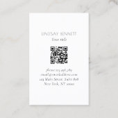 Elegant Minimalist Floral White Blue QR Code Visitekaartje (Achterkant)
