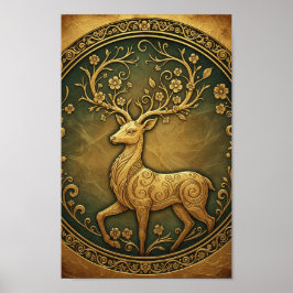 Elegant Minimalist Forest Deer Fine Art  Poster