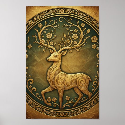 Elegant Minimalist Forest Deer Fine Art  Poster (Voorkant)