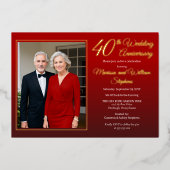 Elegant Minimalist Foto 40th Wedding Jubileum Folie Uitnodiging (Voorkant)
