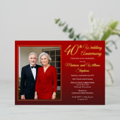 Elegant Minimalist Foto 40th Wedding Jubileum Folie Uitnodiging (Staand Voorkant)