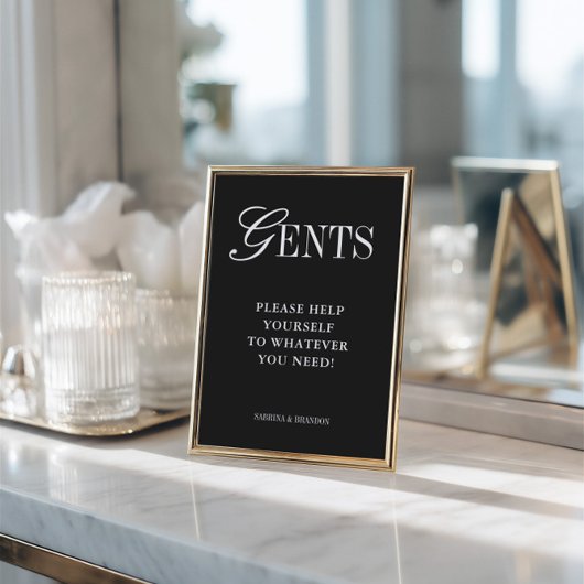 Elegant Minimalist Gents Bathroom Basket Sign Kaart