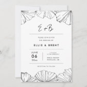 Elegant minimalist Ginkgo Biloba bruiloft Kaart (Voorkant)