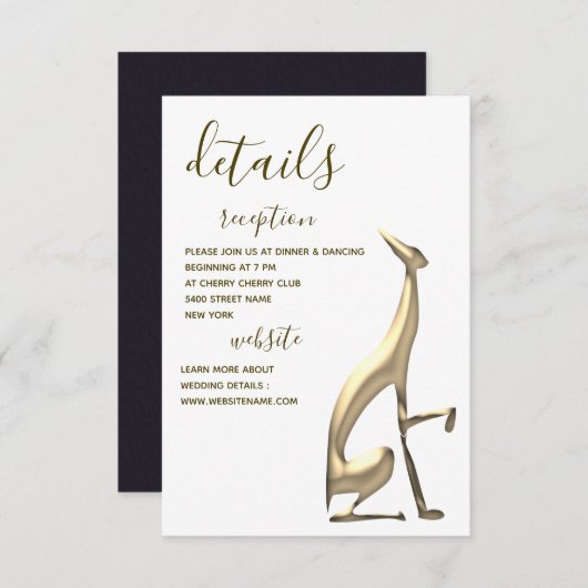Elegant Minimalist Gold Dog Wedding Details Kaart (Voorkant / Achterkant)