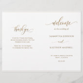 Elegant minimalist, Gold Folded Wedding Program (Voorkant)
