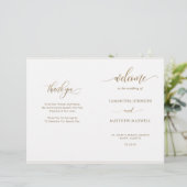Elegant minimalist, Gold Folded Wedding Program (Staand voorkant)
