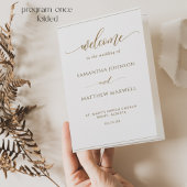Elegant minimalist, Gold Folded Wedding Program