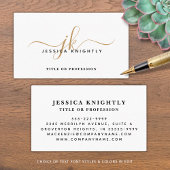 Elegant Minimalist Gold Monogram Script-Initialen Visitekaartje