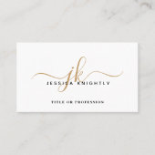 Elegant Minimalist Gold Monogram Script-Initialen Visitekaartje (Voorkant)