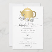 Elegant minimalist Gold Pot Orchid Tea Bridal Tea Kaart (Voorkant)