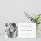 Elegant Minimalist Gold Script Birthday Photo Bedankkaart (Staand voorkant)
