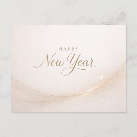 Elegant Minimalist Gold Script Happy New Year Feestdagenkaart (Voorkant)