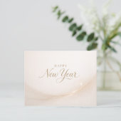 Elegant Minimalist Gold Script Happy New Year Feestdagenkaart (Staand voorkant)