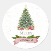Elegant minimalist Gold Star Tree Merry kerst Ronde Sticker (Voorkant)
