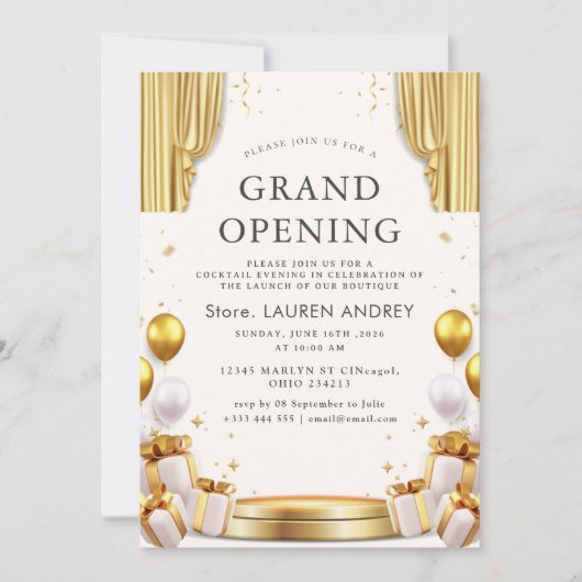 Elegant Minimalist Grand Opening Invitation Kaart (Voorkant)