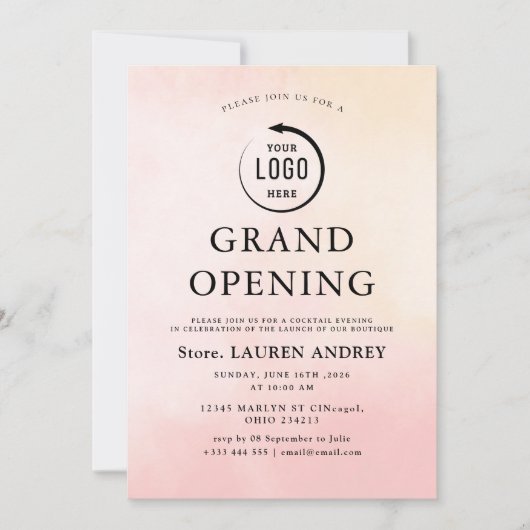 Elegant Minimalist Grand Opening Invitation Kaart (Voorkant)