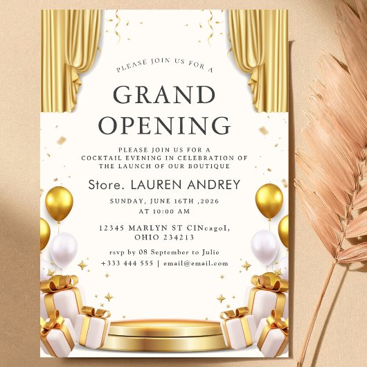 Elegant Minimalist Grand Opening Invitation Kaart