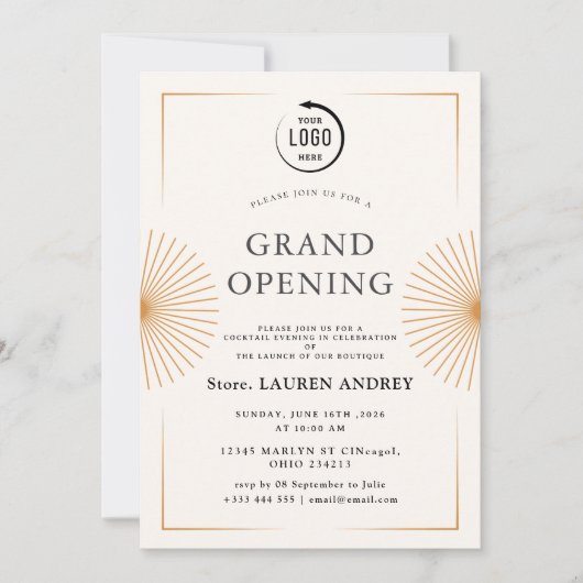 Elegant Minimalist Grand Opening Invitation Kaart (Voorkant)